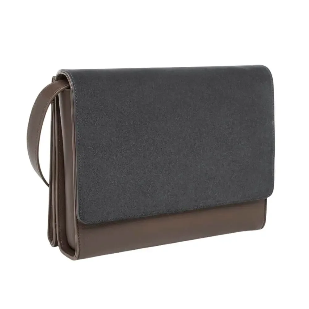 Everlane Italy Petra Bag Crossbody Leather Clutch Purse Brown/Grey Convertible
